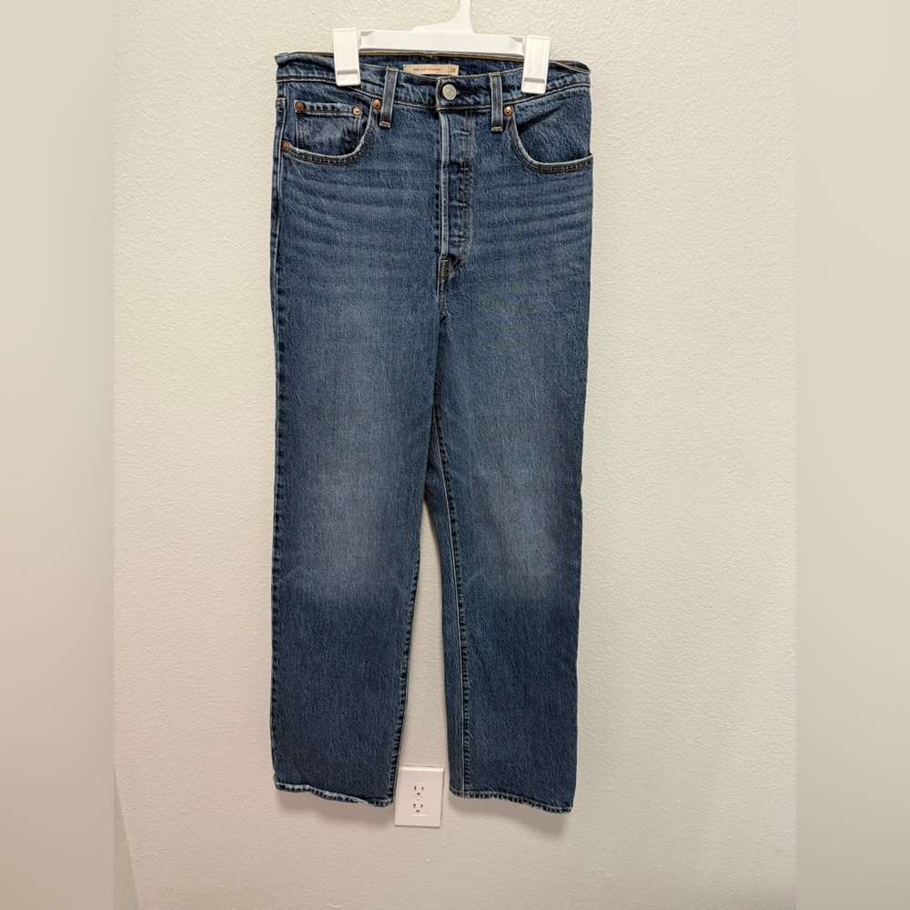Levi’s Ribcage Straight Dark Wash Jeans Size 28 - Picture 2 of 11